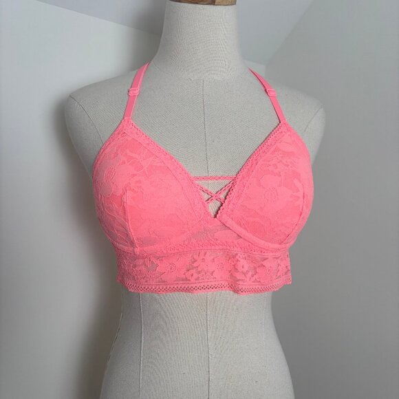 NWOT Hot Pink Lace Victoria's Secret bralette, size M - Picture 2 of 6